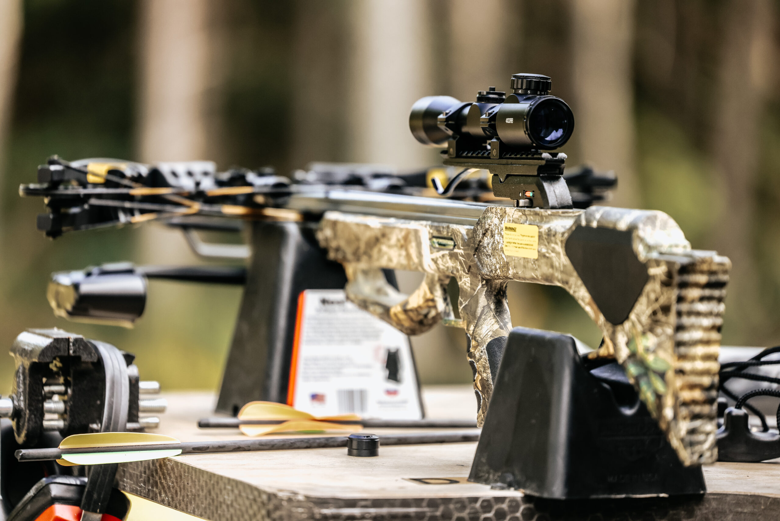 Good long-range accuracy from a crossbow requires careful sighting in from the bench.